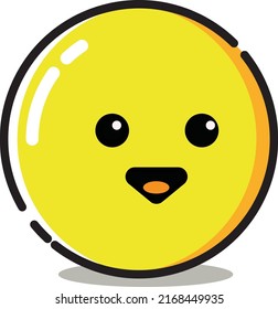 Cute funny yellow circle character. Vector flat line cartoon kawaii character illustration icon. Isolated on white background