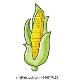 Cute and funny yellow corn - vector.