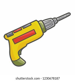 Cute and funny yellow drill ready to use - vector.