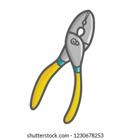 Cute and funny yellow pliers for industrial work - vector
