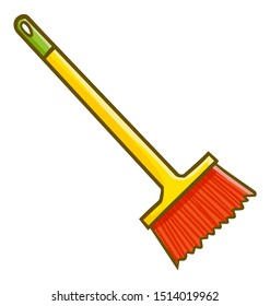 Cute and funny yellow red plastic broom for cleaning your interior