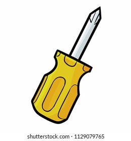 Cute and funny yellow screwdriver - vector