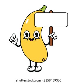 Cute funny yellow vegetable marrow with inscription organic character. Vector hand drawn traditional cartoon vintage, retro, kawaii character illustration. Isolated background. Happy vegetable marrow
