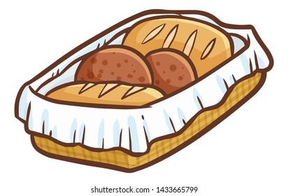 Cute and funny yummy breads in a basket