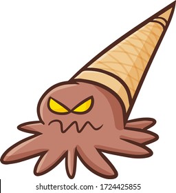 Cute and funny yummy chocolate ice cream monster