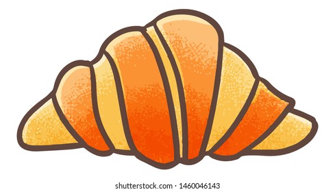 Cute and funny yummy croissant in simple cartoon style