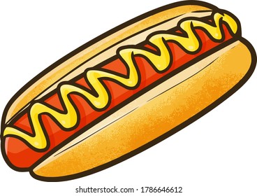 Cute and funny yummy hot dog ready to eat