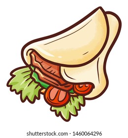 Cute and funny yummy kebab from diagonal frontal view