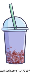 Cute and funny yummy purple bubble drink