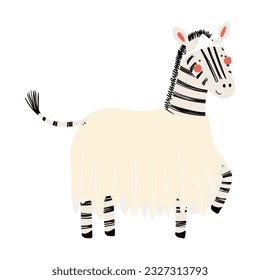 Cute funny zebra in Japanese ghost Halloween costume character illustration. Hand drawn cartoon animal, Scandinavian style flat design, isolated vector. Kids print element, trick or treat, party