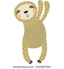 Cute funny zebra with one leg up cartoon character illustration. Hand drawn Scandinavian style flat design, isolated vector. Tropical animal, jungle wildlife, safari, nature, kids print element