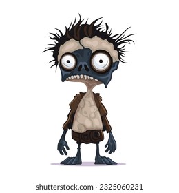 Cute Funny Zombie. Cartoon Style on White Background. Vector