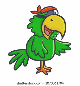 Cute and funnya green pirate carrot laughing - vector.