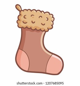 Cute and funy light brown winter socks - vector