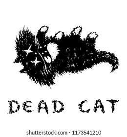Cute fur the cat is dead   lies upside down  Funny cartoon pet  Vector illustration 
