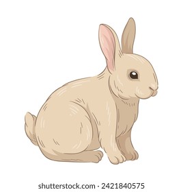 Cute fur rabbit concept. Sketch of forest dweller. Hand drawn art. Adorable bunny. Wildlife and fauna. Template and layout. Cartoon flat vector illustration isolated on white backgroun