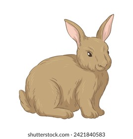 Cute fur rabbit concept. Sketch of forest dweller. Hand drawn art. Adorable bunny. Wildlife and fauna. Template and layout. Cartoon flat vector illustration isolated on white backgroun