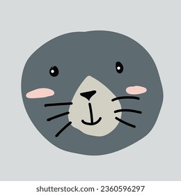 Cute fur seal portrait. Animal head flat vector