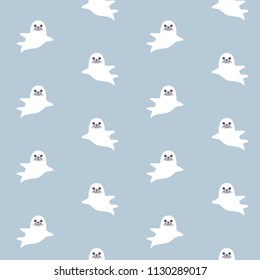 Cute fur seals seamless pattern. Vector illustration in cartoon style.
