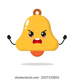 Cute furious bell character. Temperament chime cartoon emoticon in flat style. bell vector illustration	