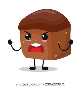 Cute furious brownies character. Temperament bakery cartoon emoticon in flat style. closet vector illustration