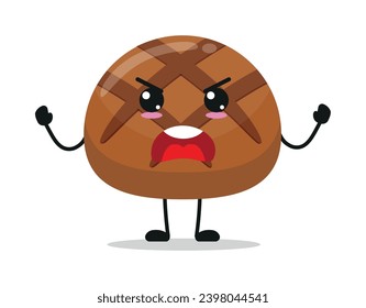 Cute furious chocolate character. Temperament sweet cartoon emoticon in flat style. closet vector illustration