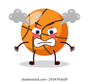 cute furious expression of basket ball cartoon character