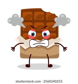 cute furious expression of bite chocolate bar character
