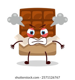 cute furious expression of bite chocolate bar character
