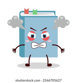 cute furious expression of blue book cartoon character
