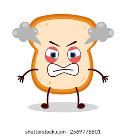 cute furious expression of bread cartoon character
