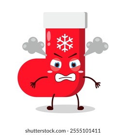cute furious expression of Christmas sock cartoon character