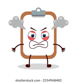 cute furious expression of clipboard cartoon character