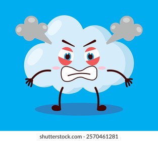 cute furious expression of cloud cartoon character
