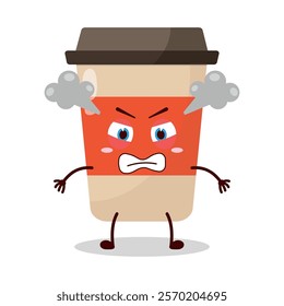 cute furious expression of coffee cup cartoon character
