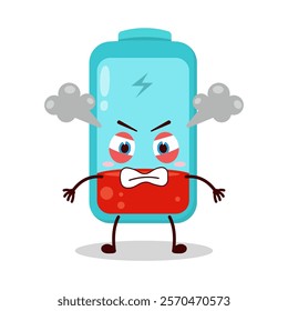 cute furious expression of empty battery cartoon character
