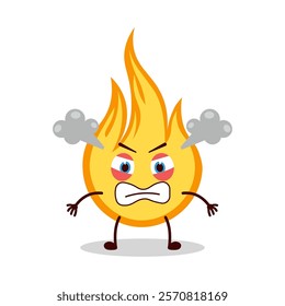 cute furious expression of fire cartoon character
