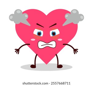 cute furious expression of heart cartoon character