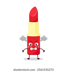 cute furious expression of lipstick cartoon character
