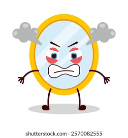 cute furious expression of mirror cartoon character
