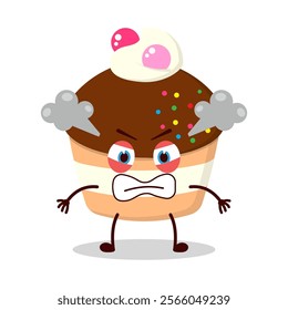 cute furious expression of muffin character
