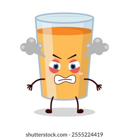 cute furious expression of orange juice cartoon character