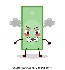 cute furious expression of paper money cartoon character
