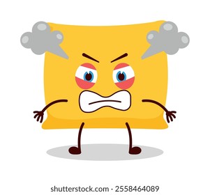 cute furious expression of pillow cartoon character
