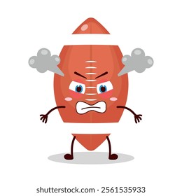 cute furious expression of rugby ball cartoon character
