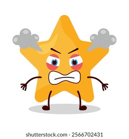 cute furious expression of star cartoon character
