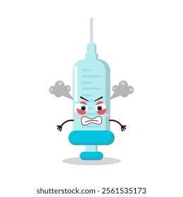 cute furious expression of syringe cartoon character
