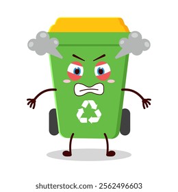 cute furious expression of trash bin cartoon character
