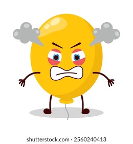 cute furious expression of yellow balloon cartoon character
