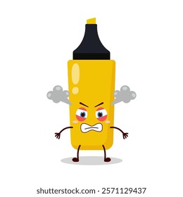 cute furious expression of yellow highlighter cartoon character
